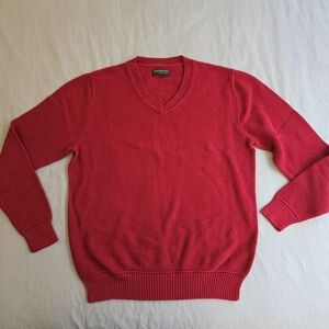 John Bartlett Consensus Classic Red Pullover VNeck Cotton Sweater MI3